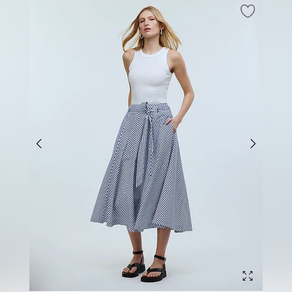 Poplin Flared Midi Skirt in Stripe
